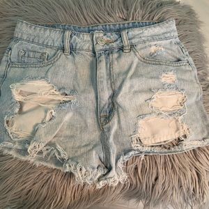 BDG super high rise cheeky distressed shorts